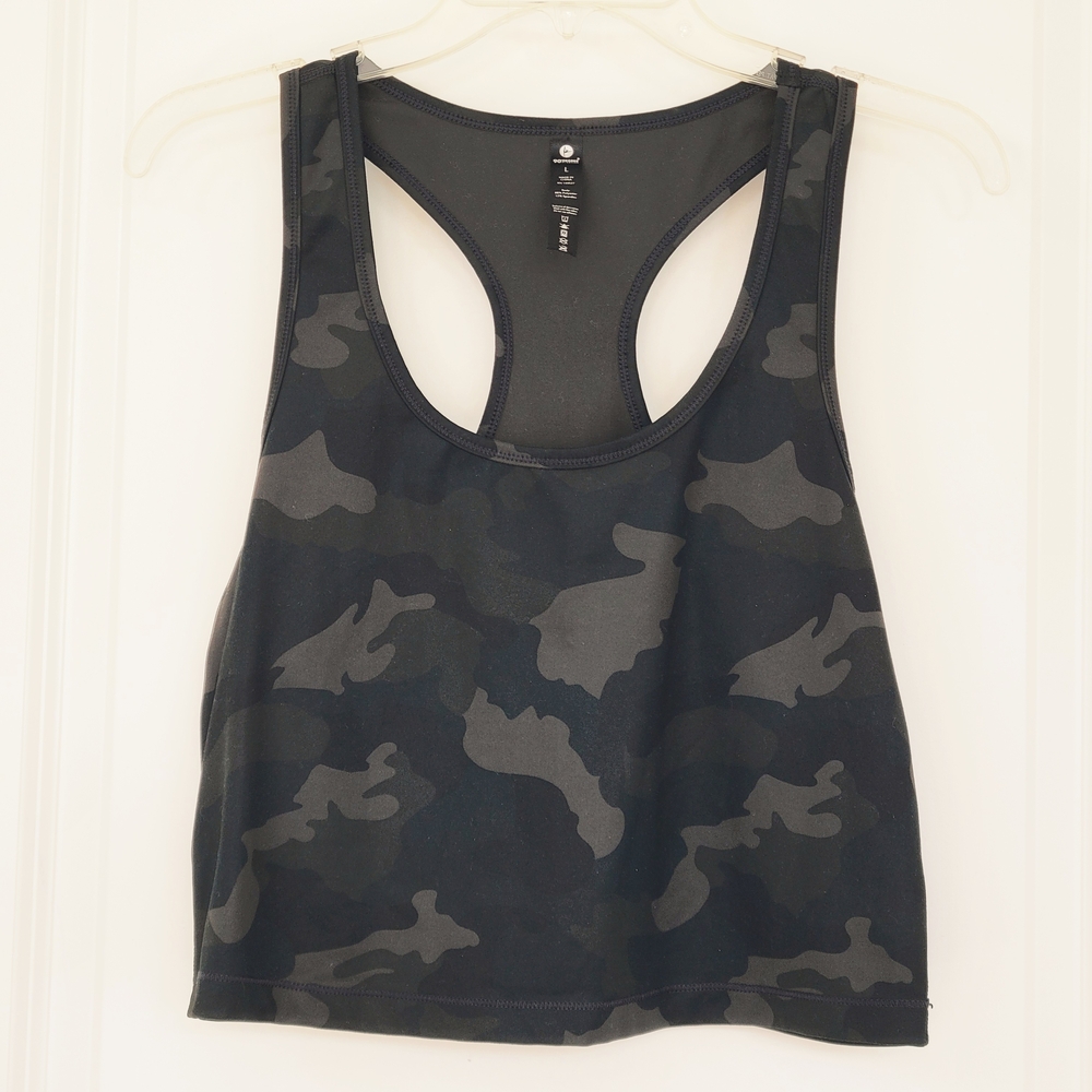 Women's Black Camo Racerback Crop Tank Top